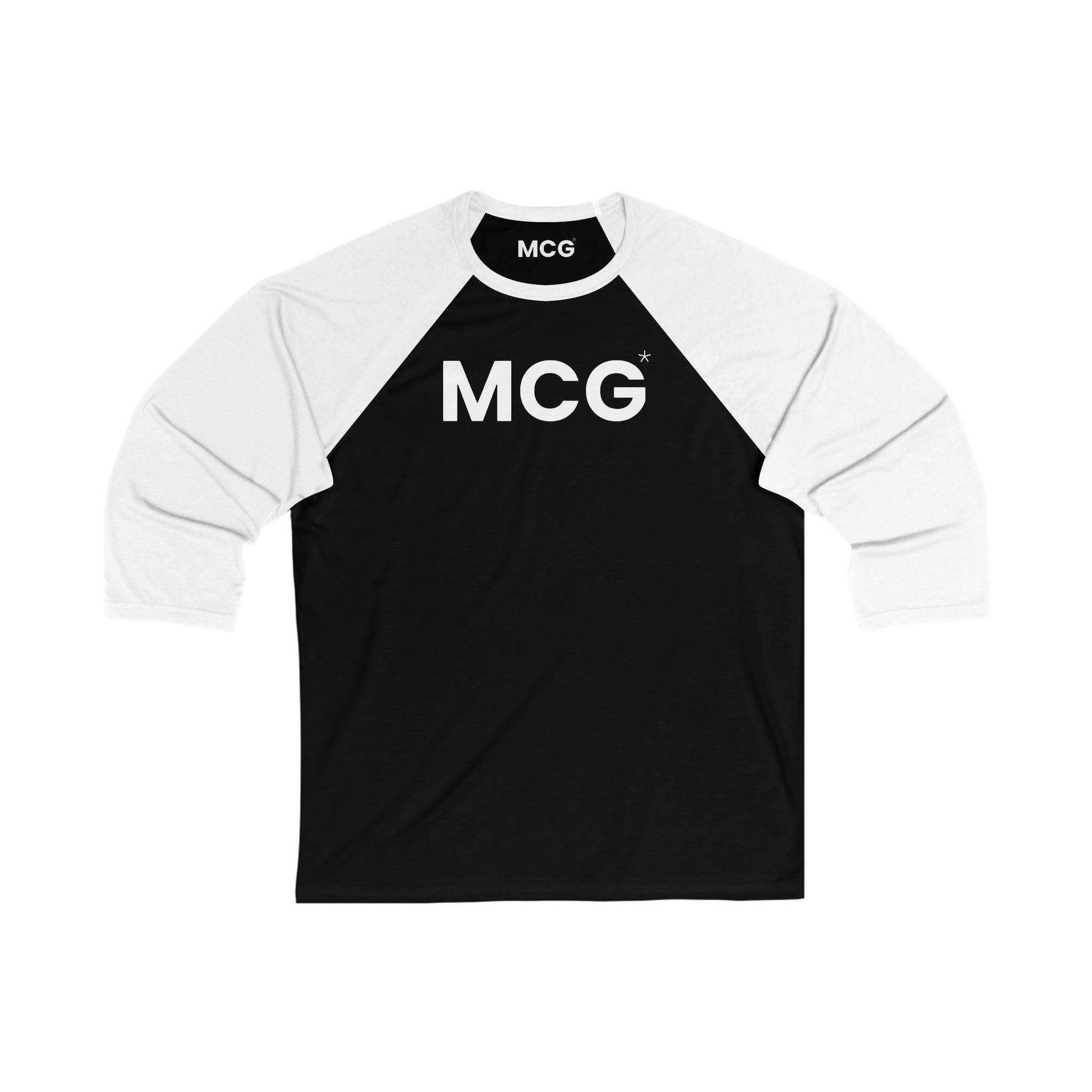 MCG* WHT/BLK Unisex  3\4 Sleeve Baseball Tee