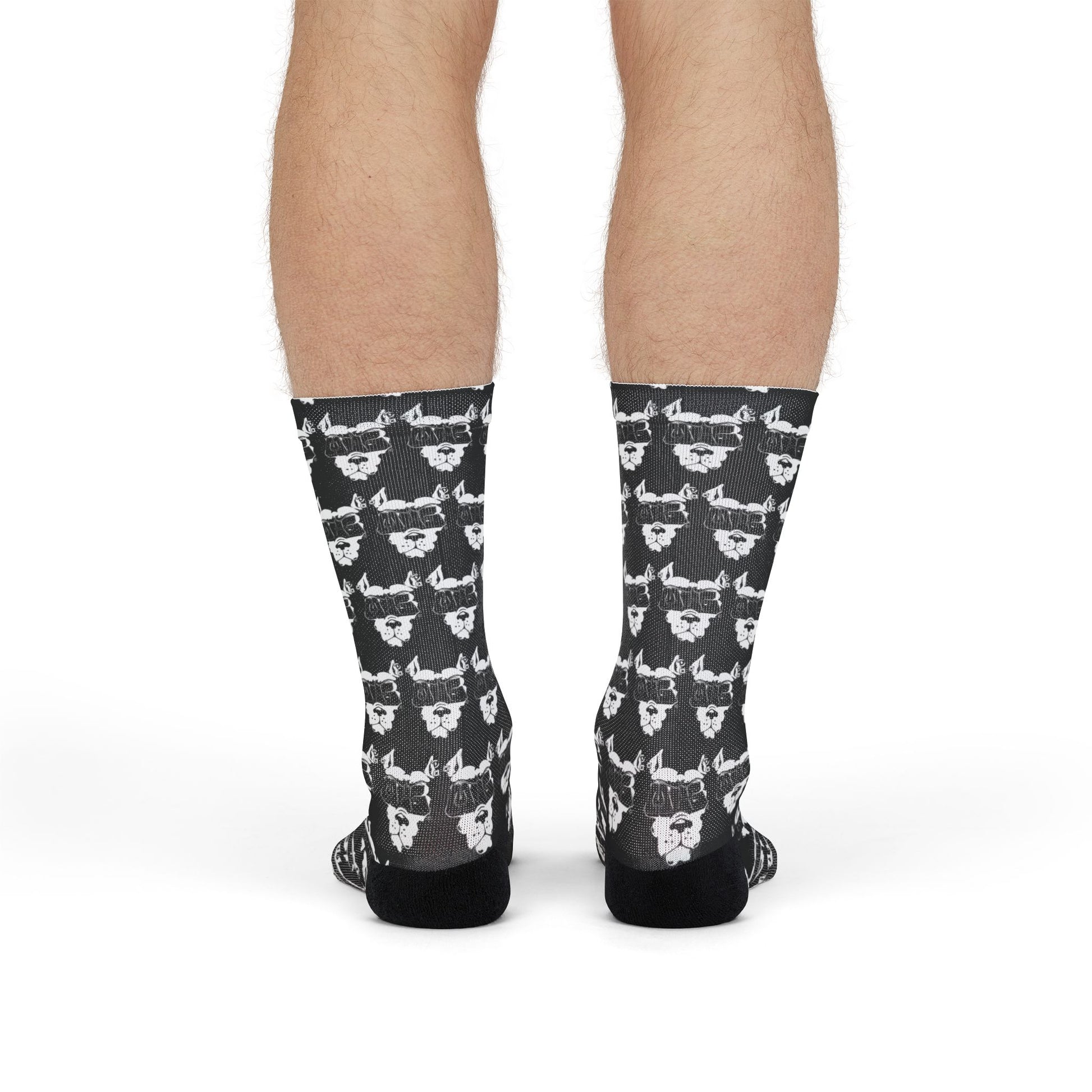 MCG* Blk Print Crew Socks