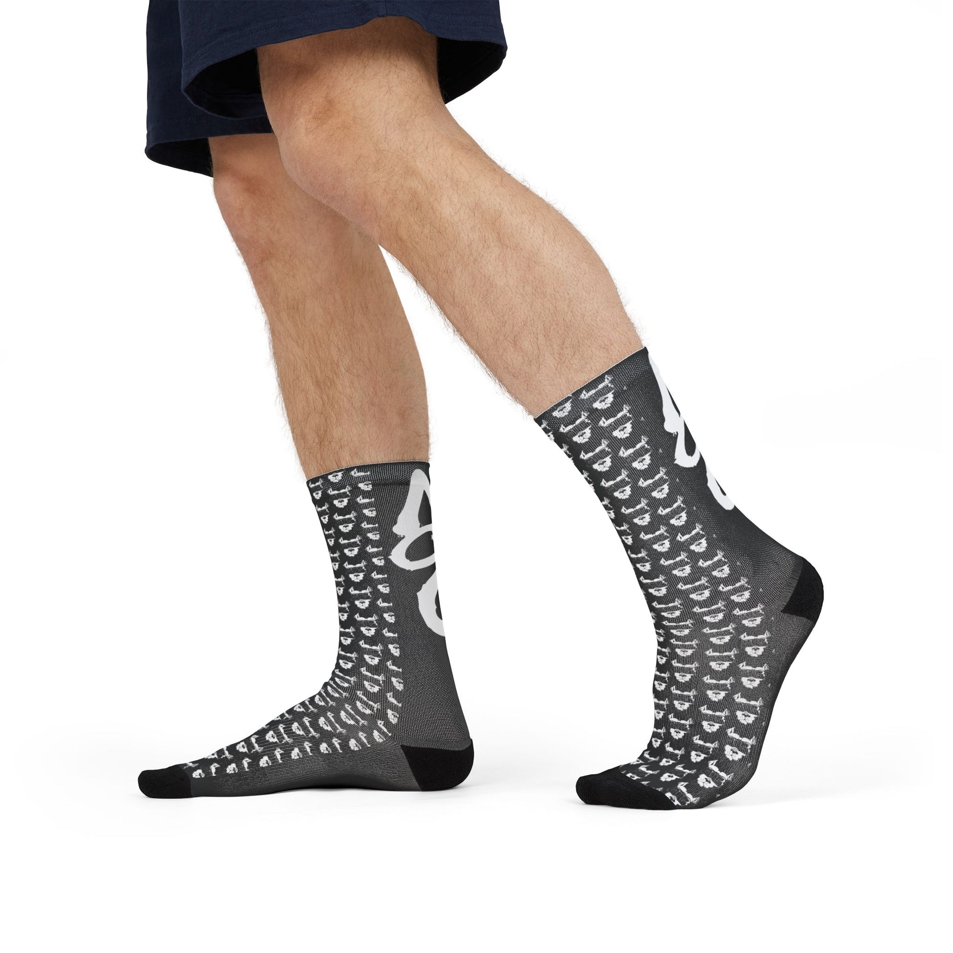 MCG* Blk Print Crew Socks