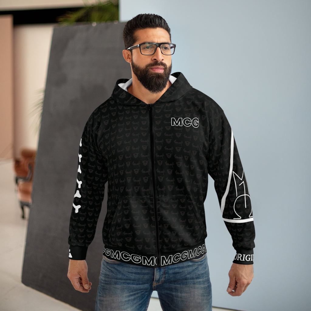MCG* blk Print Unisex Zip Hoodie