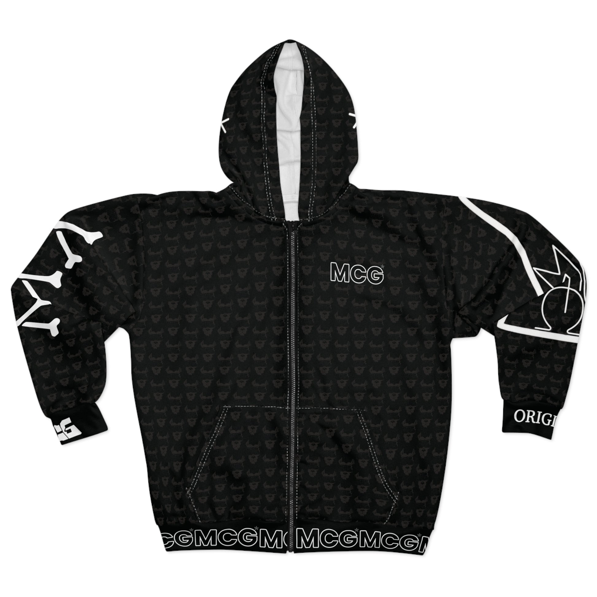 MCG* blk Print Unisex Zip Hoodie