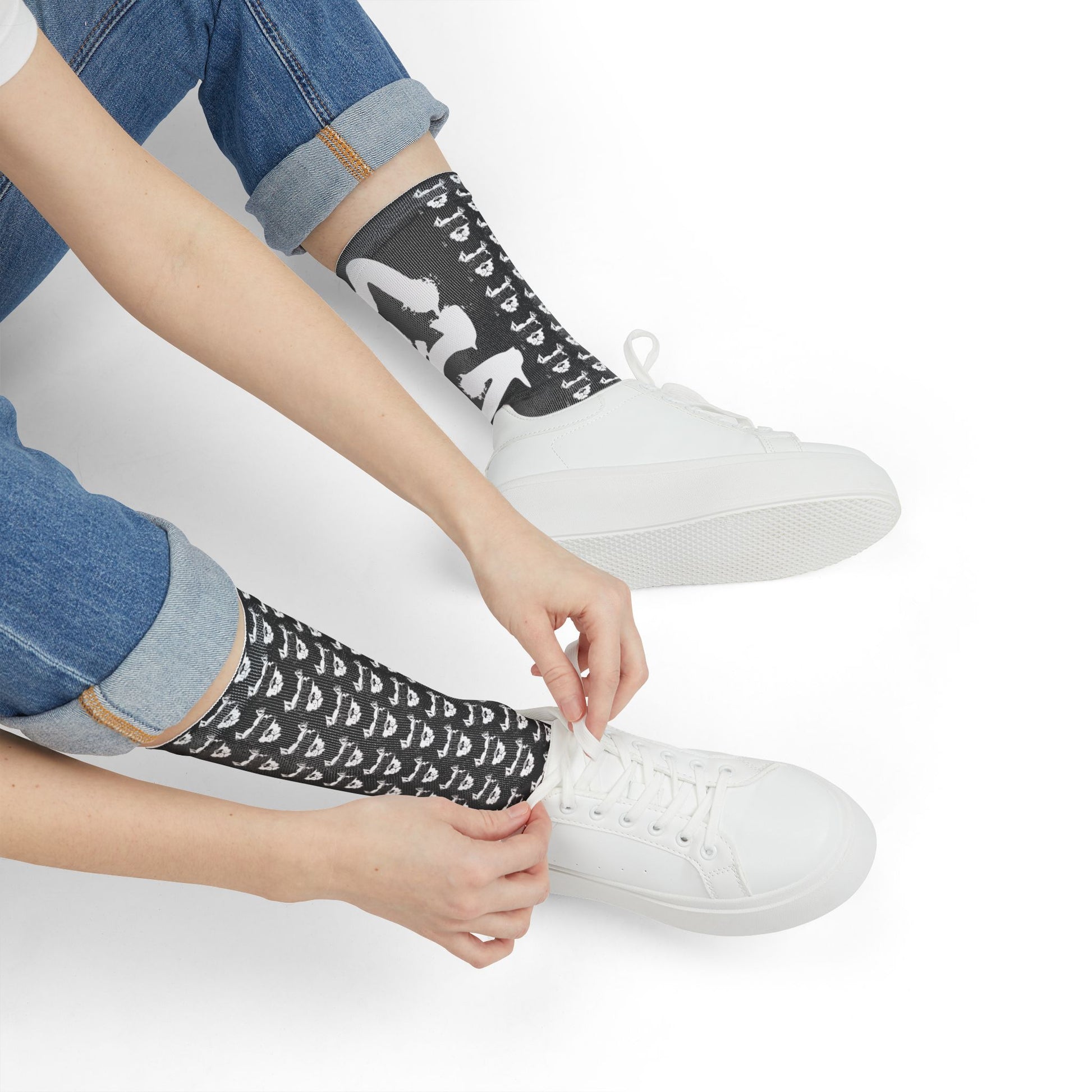 MCG* Blk Print Crew Socks