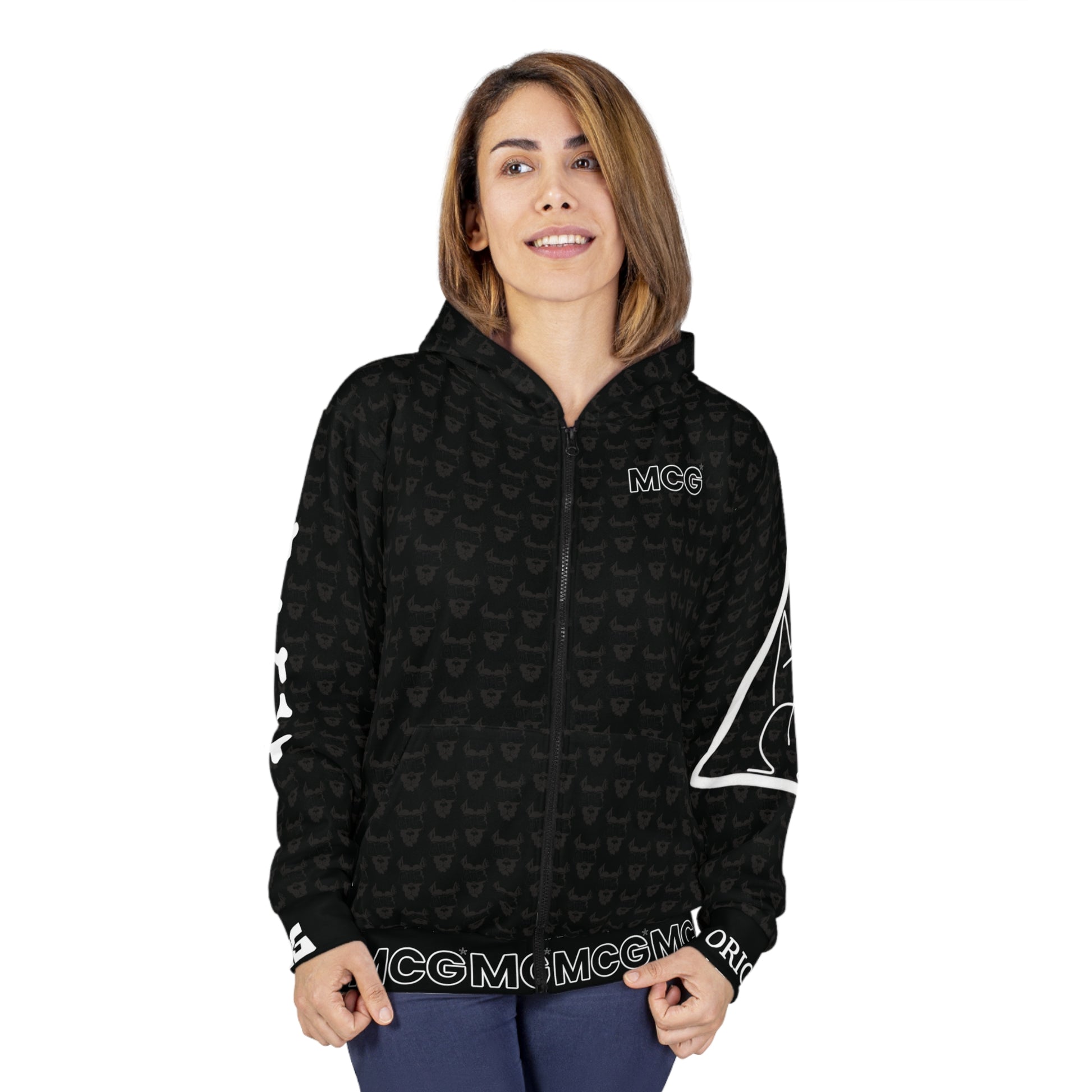 MCG* blk Print Unisex Zip Hoodie