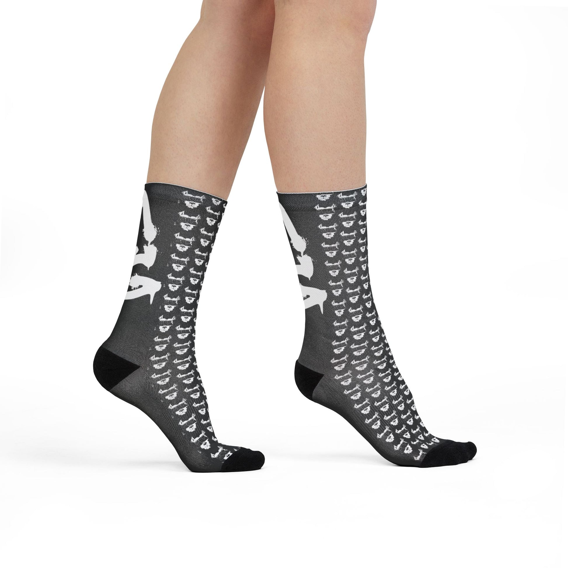 MCG* Blk Print Crew Socks