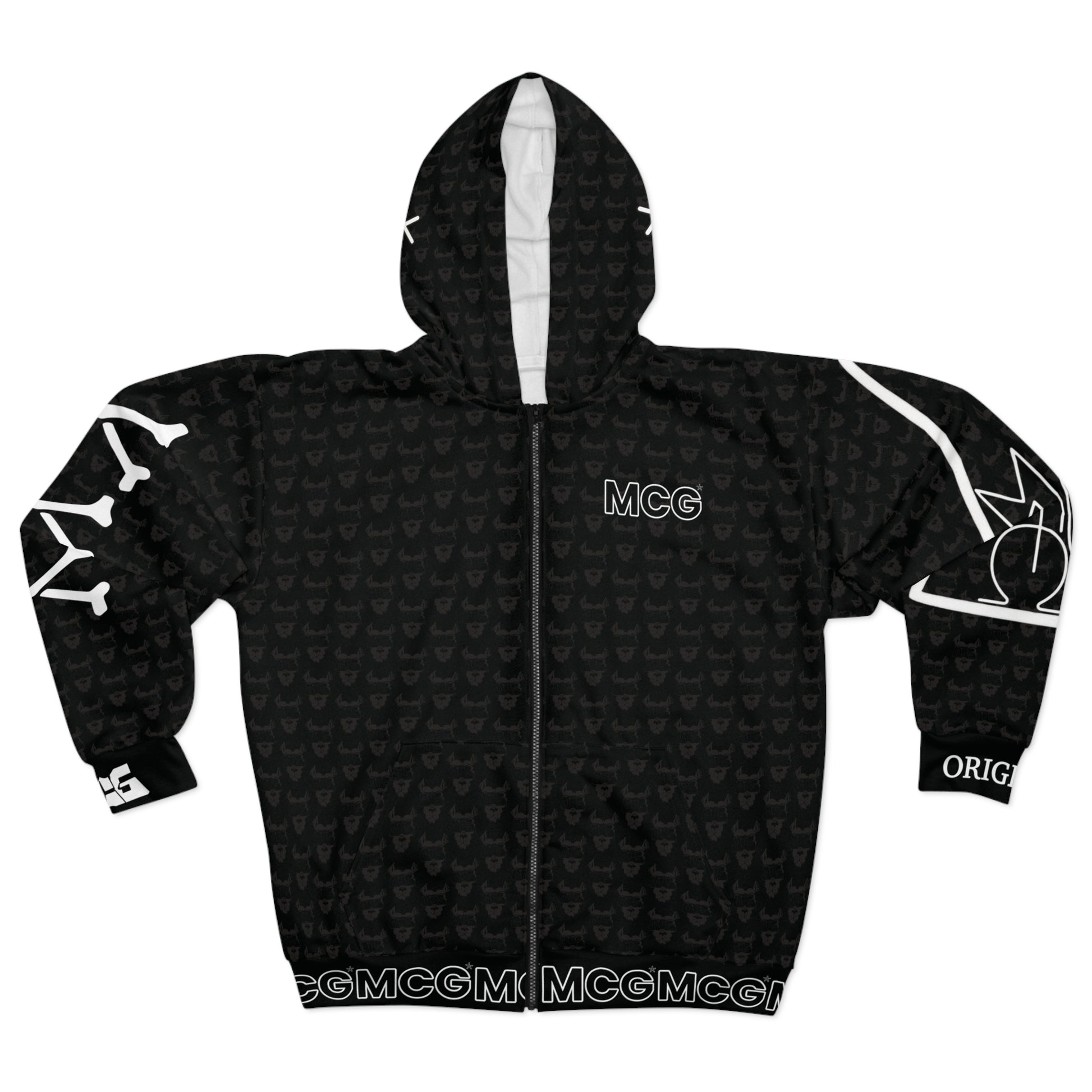 MCG* blk Print Unisex Zip Hoodie