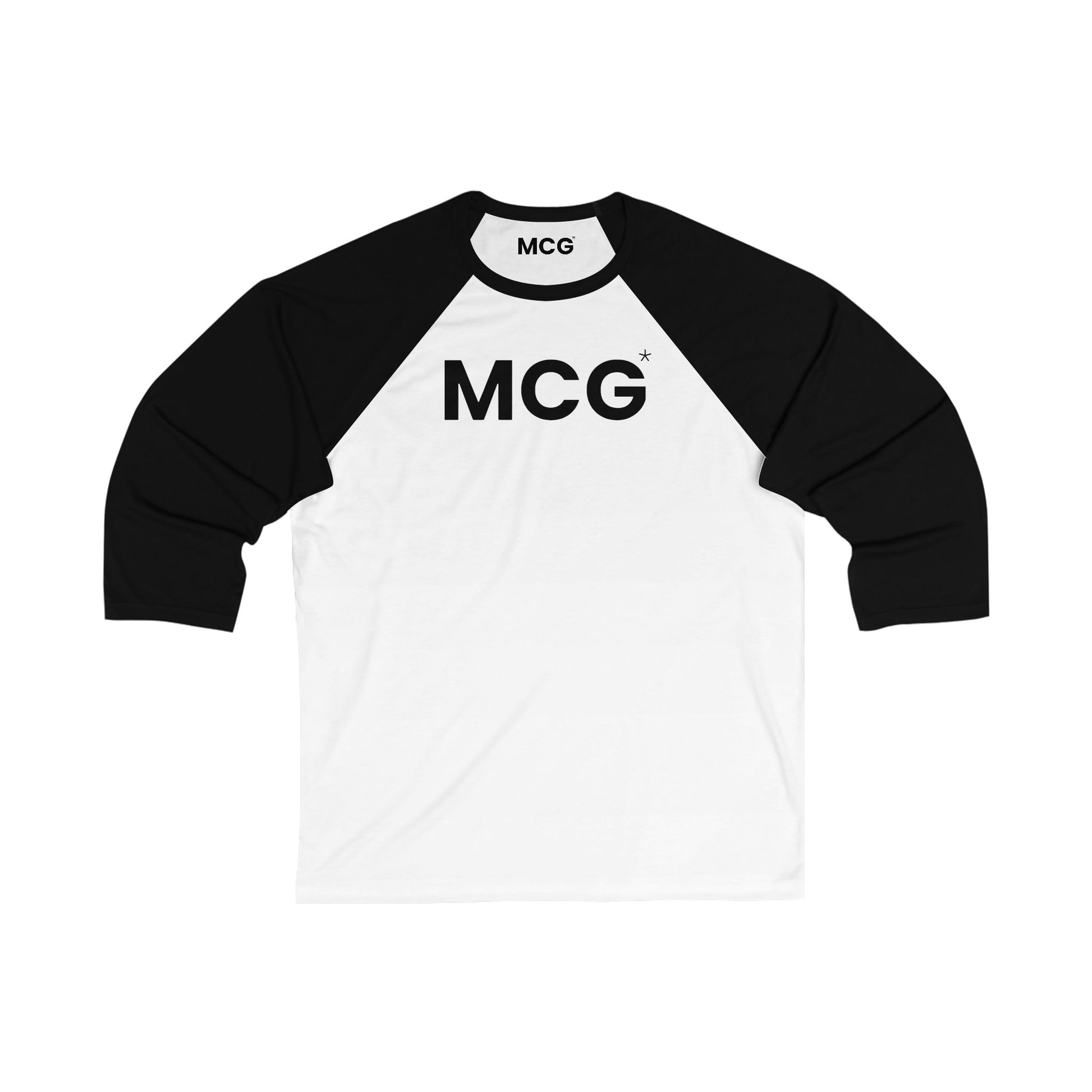 MCG* BLK/WHT Unisex 3\4 Sleeve Baseball Tee